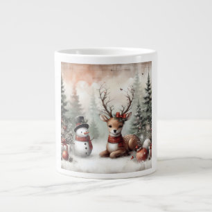 Weihnachtswild/Schneemann im klassischen Wald Jumbo-Tasse