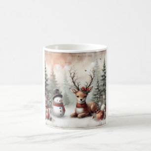 Weihnachtswild/Schneemann im klassischen Wald Kaffeetasse