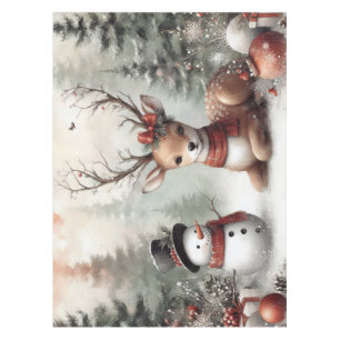 Weihnachtswild/Schneemann im klassischen Wald Tischdecke