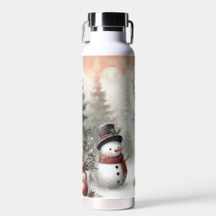 Weihnachtswild/Schneemann im klassischen Wald Trinkflasche