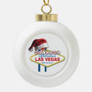 Weihnachtswillkommen zu Las Vegas-Zeichen Keramik Kugel-Ornament