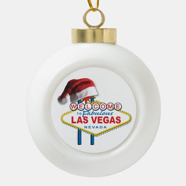 Weihnachtswillkommen zu Las Vegas-Zeichen Keramik Kugel-Ornament (Vorderseite)