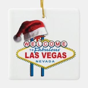 Weihnachtswillkommen zu Las Vegas-Zeichen Keramikornament