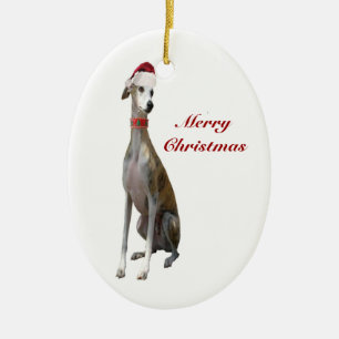 Weihnachtswindhund-Hund in der Keramik Ornament