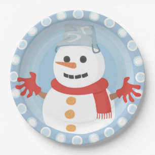 WEIHNACHTSWINTER SCHNEEMANN PAPPTELLER