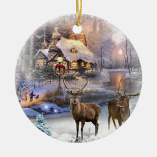 Weihnachtswinterfreizeit Hütte Keramik Ornament