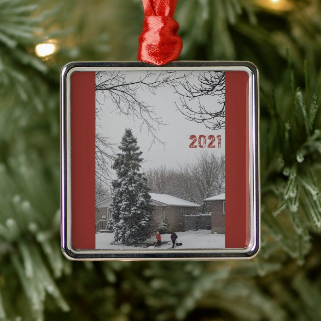 Weihnachtswinterszene Ornament Aus Metall (Baum)