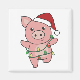 Weihnachtswintertiere Schwein Magnet