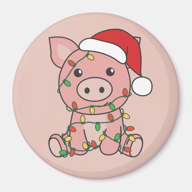Weihnachtswintertiere Schwein Magnet (Vorne)