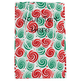 Weihnachtswirbel rot, grün und weiß mittlere geschenktüte