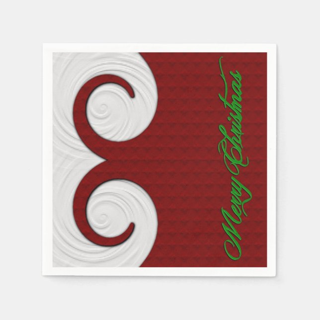 Weihnachtswirbel Rot und Weißer Urlaub Napkins Serviette (Vorderseite)