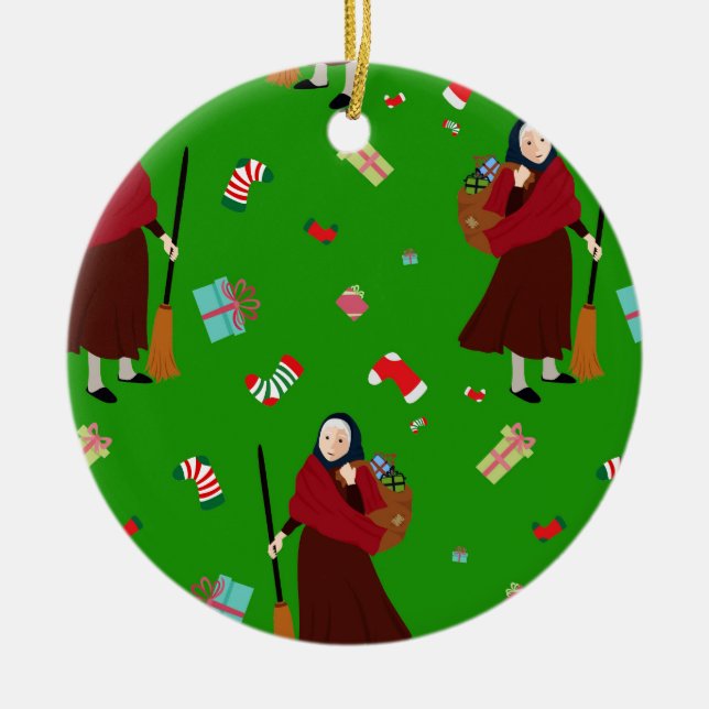 Weihnachtswitz Befana Keramikornament (Vorne)