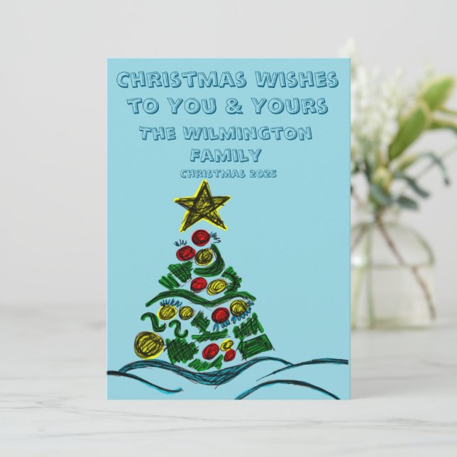 Weihnachtswohnung für Fotos der Familie Crafty Tre Karte (Stehend Vorderseite)