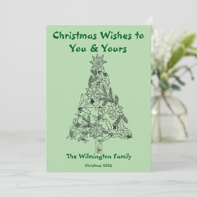 Weihnachtswohnung in grünem Baum Karte (Stehend Vorderseite)