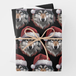 Weihnachtswolf Lustiges Weihnachtsgeschenk Tierlie Geschenkpapier Set