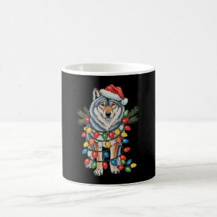Weihnachtswolf Santa Hut Xmas Lichter Tierliebhabe Kaffeetasse