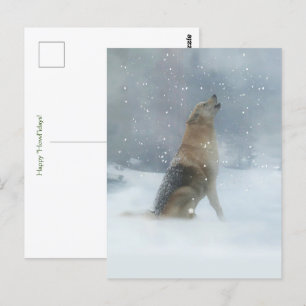 Weihnachtswolf und Schnee Frohe Howlidays  Postkarte