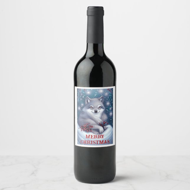 Weihnachtswolf - Wein Etikett (Vorderseite)