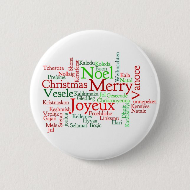 Weihnachtswort-Wolke Button (Vorderseite)