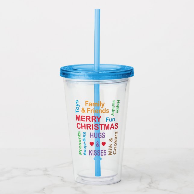 Weihnachtsworte des Feiertage-Buttons Acryltrinkbecher (Vorderseite)
