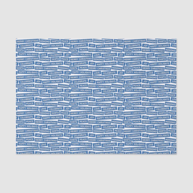 Weihnachtswörter Blau und Weißbuch Seidenpapier (Vorderseite)