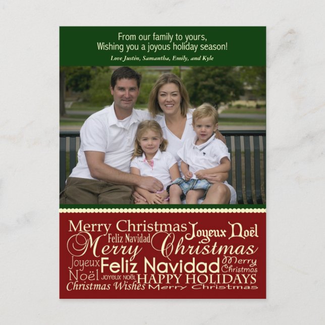 Weihnachtswörter Collage Weihnachts-Foto Postkarte (Vorderseite)