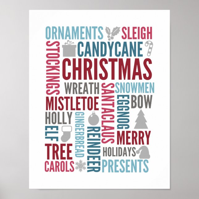Weihnachtswörter Holiday Poster-Zeichen Poster (Vorne)