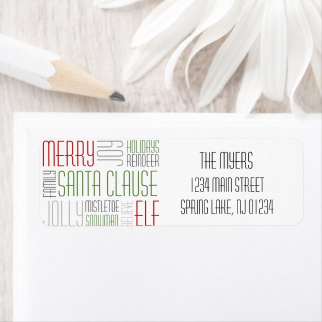 Weihnachtswörter Rückgabe-Etikett - Holidayzforday (Insitu)