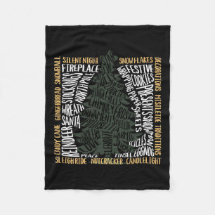 Weihnachtswörter Tree Einzigartiges Urlaubsdesign Fleecedecke