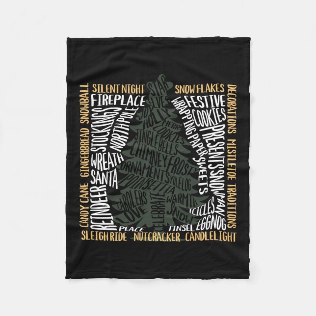 Weihnachtswörter Tree Einzigartiges Urlaubsdesign Fleecedecke (Vorderseite)