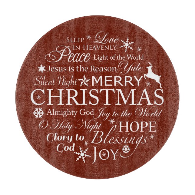 Weihnachtswörter Typografie Schneidebrett (Vorderseite)