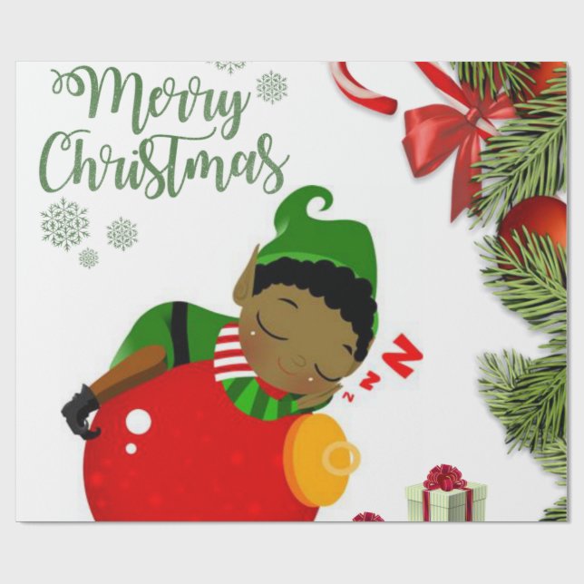 Weihnachtswrapping Paper African Elf Geschenkpapier (Flach)