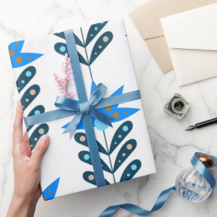 Weihnachtswrapping Paper der blauen Blume Geschenkpapier