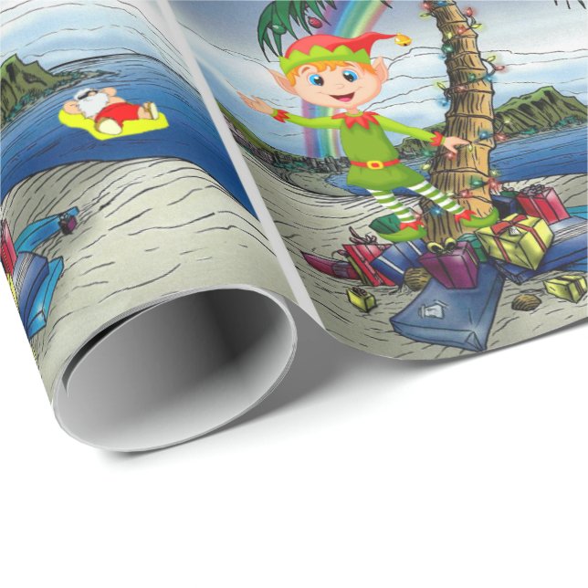 Weihnachtswrapping Paper Elf Beach Geschenkpapier (Rolleneckpunkt)