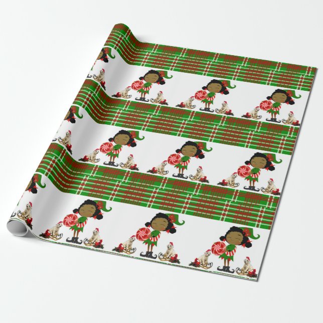Weihnachtswrapping Paper Elf Geschenkpapier (Ungerollt)