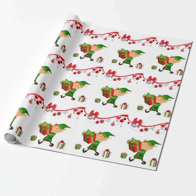 Weihnachtswrapping Paper Elf Geschenkpapier (Ungerollt)