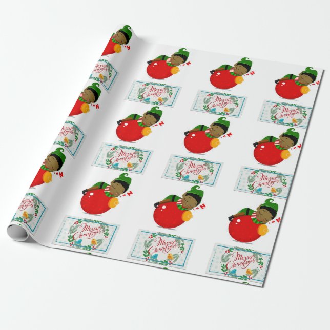 Weihnachtswrapping Paper Elf Geschenkpapier (Ungerollt)