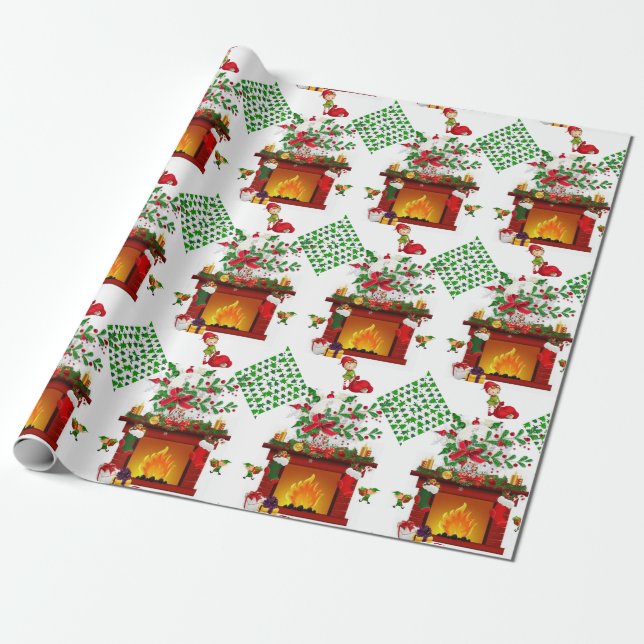 Weihnachtswrapping Paper Elf Geschenkpapier (Ungerollt)
