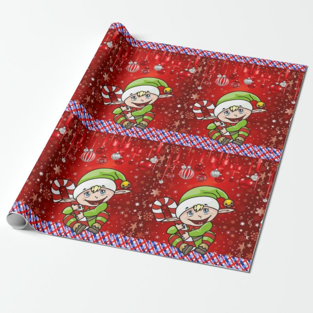 Weihnachtswrapping Paper Elf Geschenkpapier (Ungerollt)