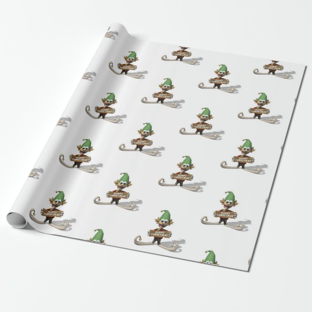 Weihnachtswrapping Paper Elf Geschenkpapier (Ungerollt)