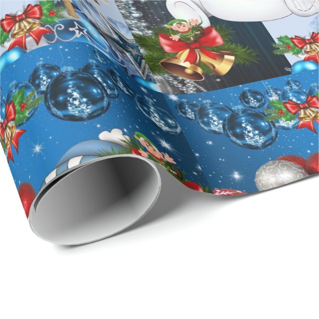 Weihnachtswrapping Paper Elf Snowman Geschenkpapier (Rolleneckpunkt)