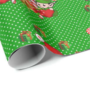 Weihnachtswrapping Paper Elf Snowman Geschenkpapier