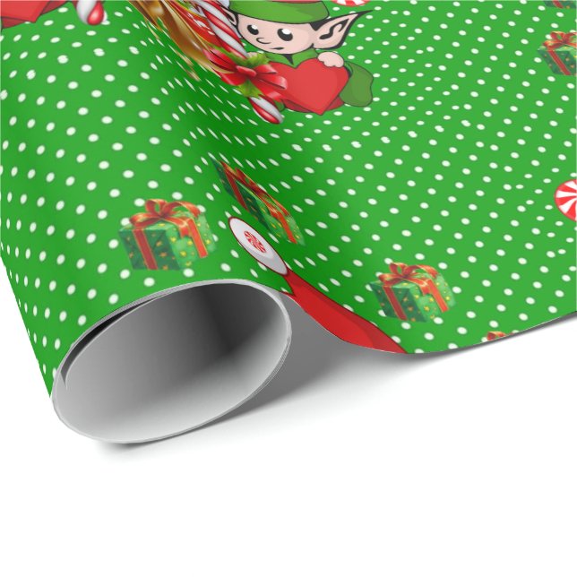 Weihnachtswrapping Paper Elf Snowman Geschenkpapier (Rolleneckpunkt)