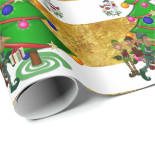 Weihnachtswrapping Paper Elf Snowman Geschenkpapier