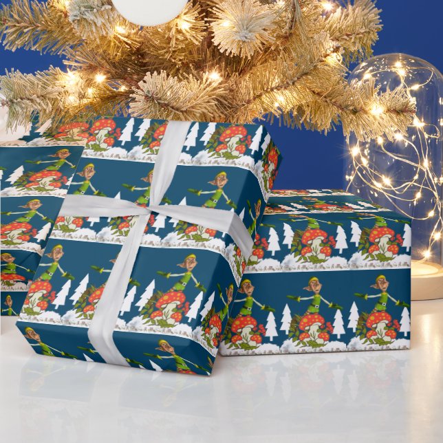 Weihnachtswrapping Paper Elf White Tree Geschenkpapier (Feiertage)