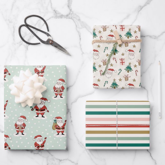 Weihnachtswrapping Paper Flat Sheet Set 3 Geschenkpapier Set (Vorderseite)
