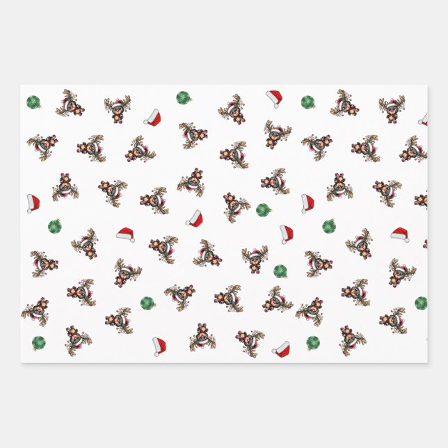 Weihnachtswrapping Paper Flat Sheet Set 3 Geschenkpapier Set (Vorderseite)