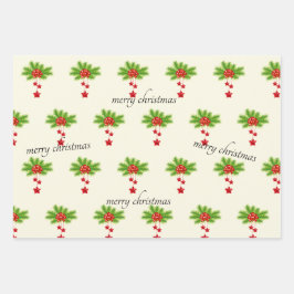 Weihnachtswrapping Paper Flat Sheet Set 3 Geschenkpapier Set
