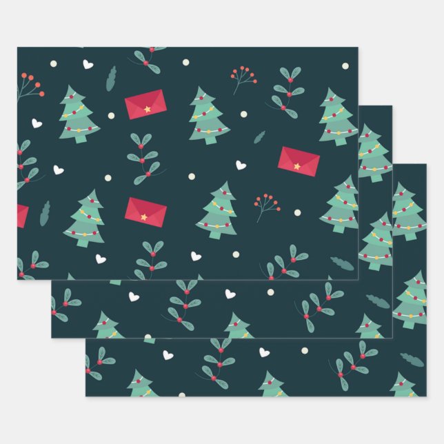 Weihnachtswrapping Paper Flat Sheet Set 3 Geschenkpapier Set (Set)