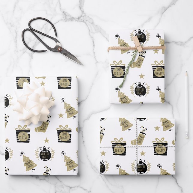 Weihnachtswrapping Paper Flat Sheet Set 3 Geschenkpapier Set (Vorderseite)